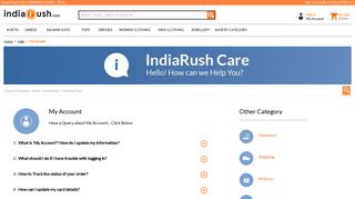 My Account Issue- Help Center - Indiarush