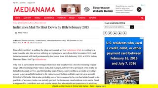 Indiatimes Mail To Shut Down By 18th February 2013 - MediaNama