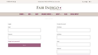 Create New Customer Account - Fair Indigo