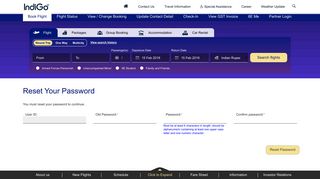 Reset Password - IndiGo