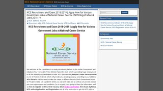 NCS Recruitment 2018 | Apply online for National Career Service Jobs