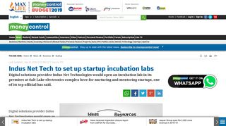 Indus Net Tech to set up startup incubation labs - Moneycontrol.com