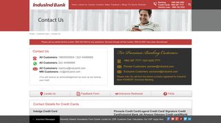 Contact Us for Customer Care | IndusInd Bank