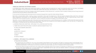 Terms and Conditions Internet Banking - IndusInd Bank