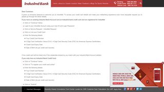 Credit Card Account Log In Details | IndusInd Bank