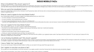INDUS MOBILE FAQ's - IndusInd Bank