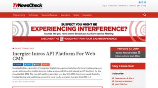 Inergize Intros API Platform For Web CMS - TV News Check