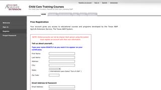 Register an account - Child Care Training Courses - Texas A&M ...