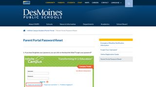 Parent Portal Password Reset - Des Moines Public Schools