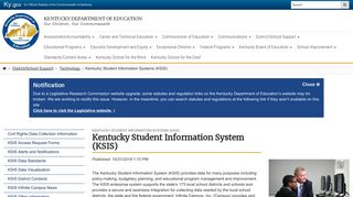 Kentucky Student Information System (KSIS) - Kentucky Department of ...