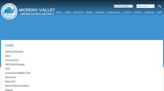 Links - Moreno Valley Unified School District