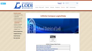 School District of Lodi - Infinite Campus Login/Help