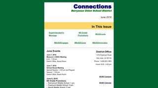 Connections Berryessa Union School District June 2016 In This Issue ...