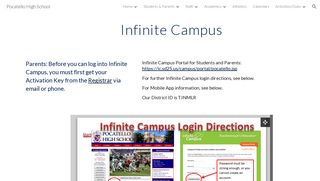 Pocatello High School - Infinite Campus Info - Google Sites