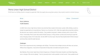 Perris Union High School District Success Story · Infinite Campus