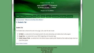 5. Students Tab - Southwest VT Supervisory Union - Google Sites