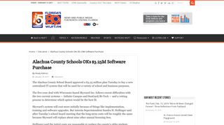 Alachua County Schools OKs $3.25M Software Purchase – WUFT News