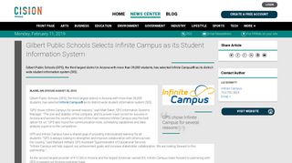 Gilbert Public Schools Selects Infinite Campus as its Student ... - PR Web