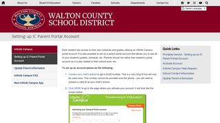 Setting up IC Parent Portal Account - Walton County School District