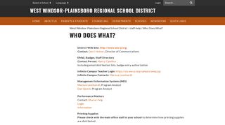 Who Does What? - West Windsor-Plainsboro Regional School District