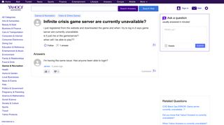 infinite crisis game server are currently unavailable? | Yahoo Answers