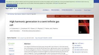 OSA | High harmonic generation in a semi-infinite gas cell