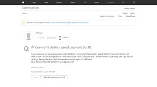 iPhone won't delete a saved password (ios… - Apple Community