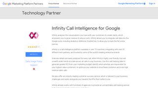 Infinity Call Intelligence for Google - Google Marketing Platform Partners