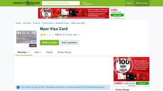 Myer Visa Card Reviews - ProductReview.com.au