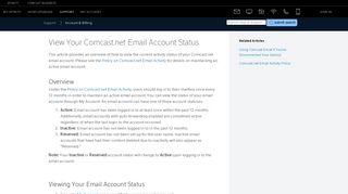View Your Comcast.net Email Account Status - Xfinity