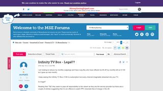 Infinity TV Box - Legal?? - MoneySavingExpert.com Forums