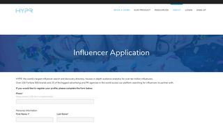 Influencer Application - Register as an Influencer - HYPR