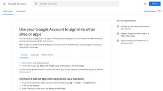 Use your Google Account to sign in to other sites or apps - Android ...
