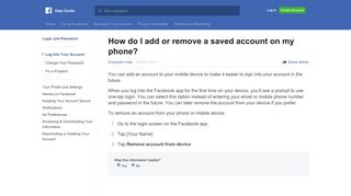 How do I add or remove a saved account on my phone? | Facebook ...