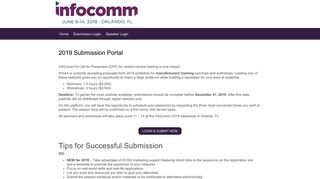 InfoComm 2019 Call for Presenters Login - InfoComm International
