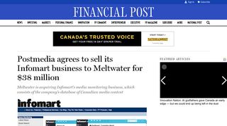 Postmedia agrees to sell its Infomart business to Meltwater for $38 ...