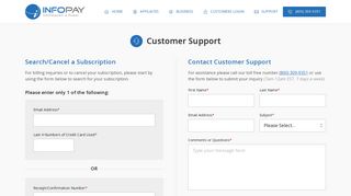 Customer Support for InfoPay Products