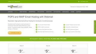 POP3 or IMAP Email Hosting with Webmail and Antispam - InfoQuest ...