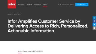 Infor Amplifies Customer Service by Delivering Access to Rich ...
