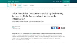 Infor Amplifies Customer Service by Delivering Access ... - PR Newswire