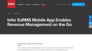 Infor EzRMS Mobile App Enables Revenue Management on the Go ...