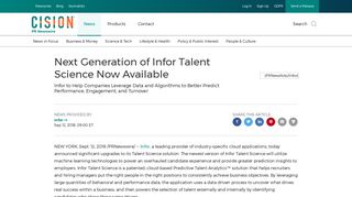 Next Generation of Infor Talent Science Now Available - PR Newswire