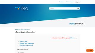 InForm: Login Information – PBHS Support