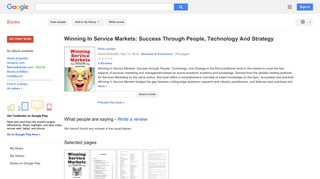 Winning In Service Markets: Success Through People, Technology And ...