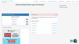 Infosmart Default Router Login and Password - Clean CSS