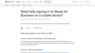 Need help signing in to Skype for Business on a mobile device ...