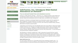 InfoTronics introduces web-hosted Attendance on Demand
