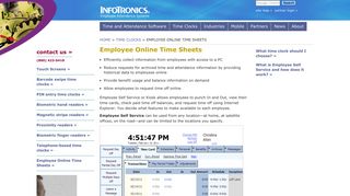 Employee Online Time Sheets - Time Clock for Web ... - InfoTronics