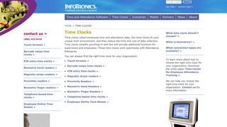 Time Clocks - Time and Attendance Data Collection - InfoTronics