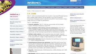 I.T. 3100 - Time Clock with PIN, Badge, or Finger Reader ... - InfoTronics